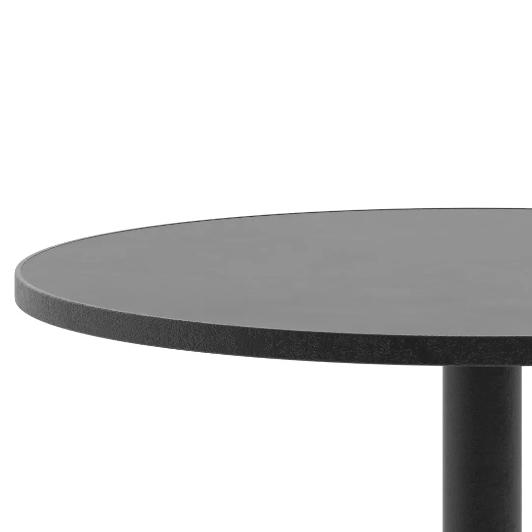 27.5'' Round Commercial Metal Outdoor Table - Stainless Steel Top, Black Base