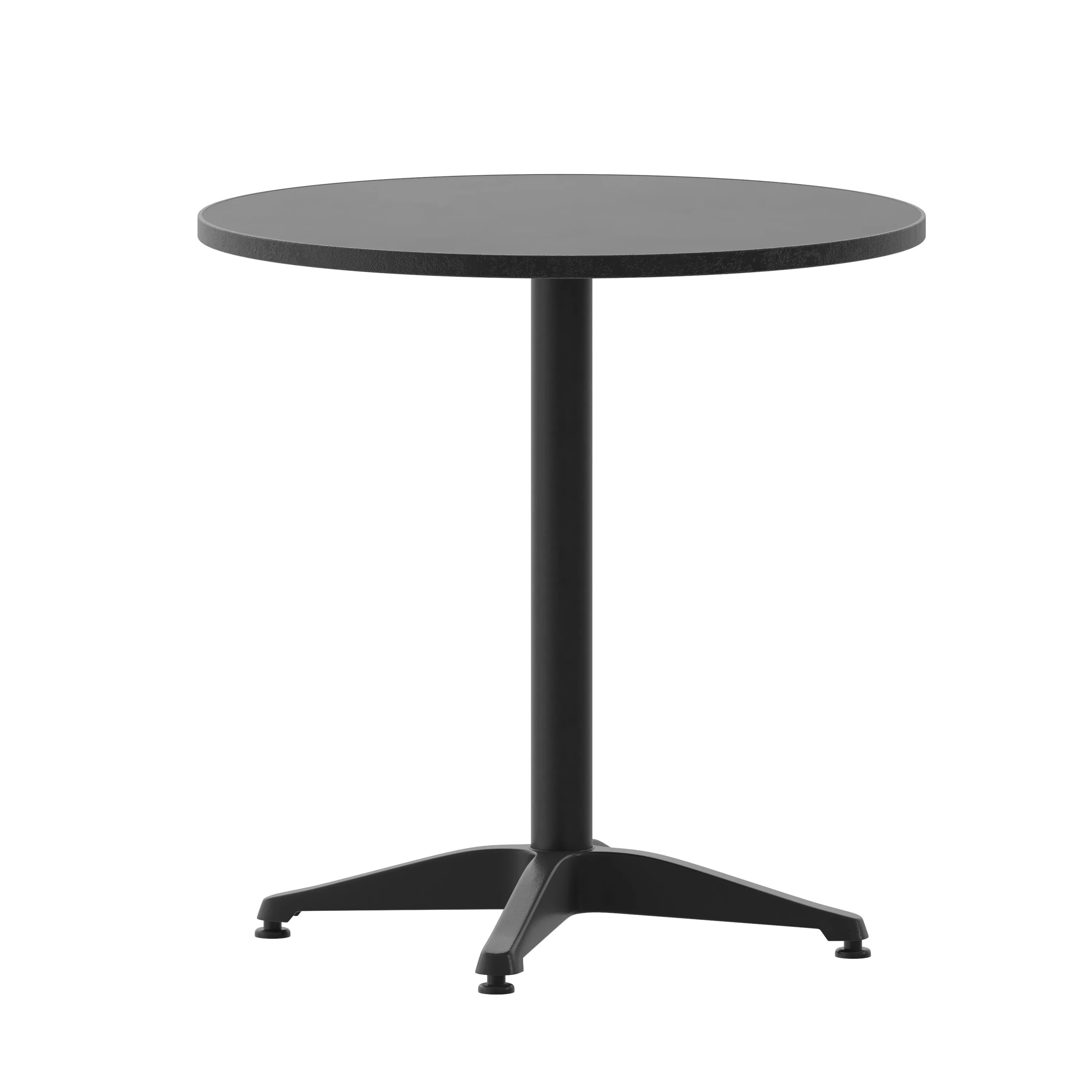 27.5'' Round Commercial Metal Outdoor Table - Stainless Steel Top, Black Base