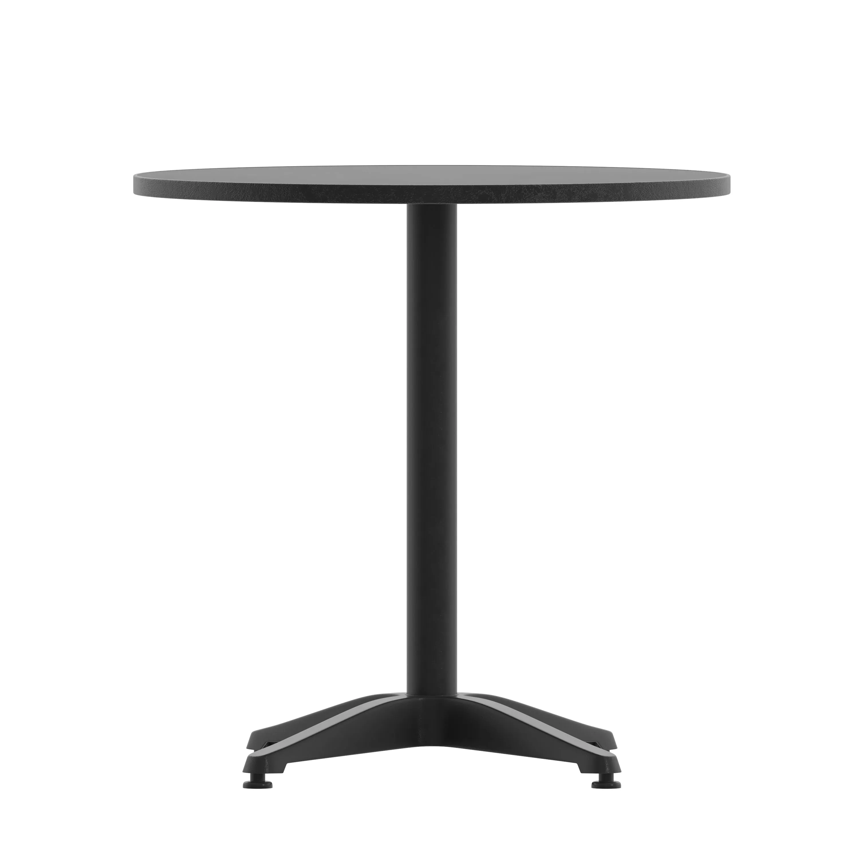 27.5'' Round Commercial Metal Outdoor Table - Stainless Steel Top, Black Base