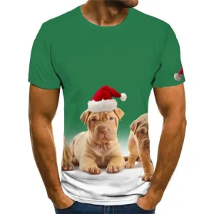 Animal T shirts Men Dog Tshirt Printed Lovely T-shirts 3d Christmas Tshirts Cool