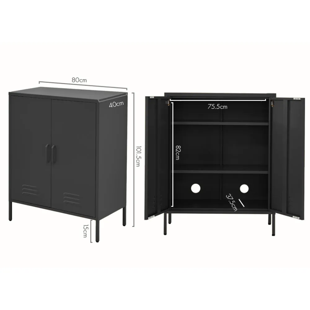 Ansel Buffet Sideboard Metal Cabinet - Charcoal