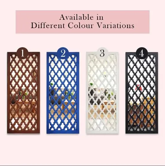 ANTIQUE HOUSE IN Wall Mirror Decor Panel Wooden Hanging Jharokha Rectangular Wall Decor Frame for Living Room, Bed Room [30 x 12 Inch, Blue-Pack of 3]