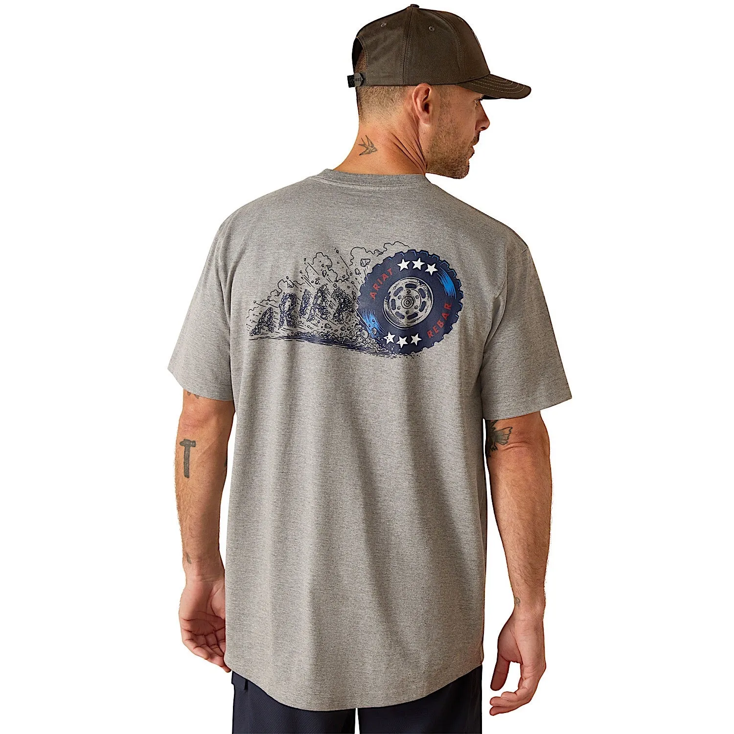 Ariat Men's Rebar Cotton Strong Burning Rubber T-Shirt - Heather Grey