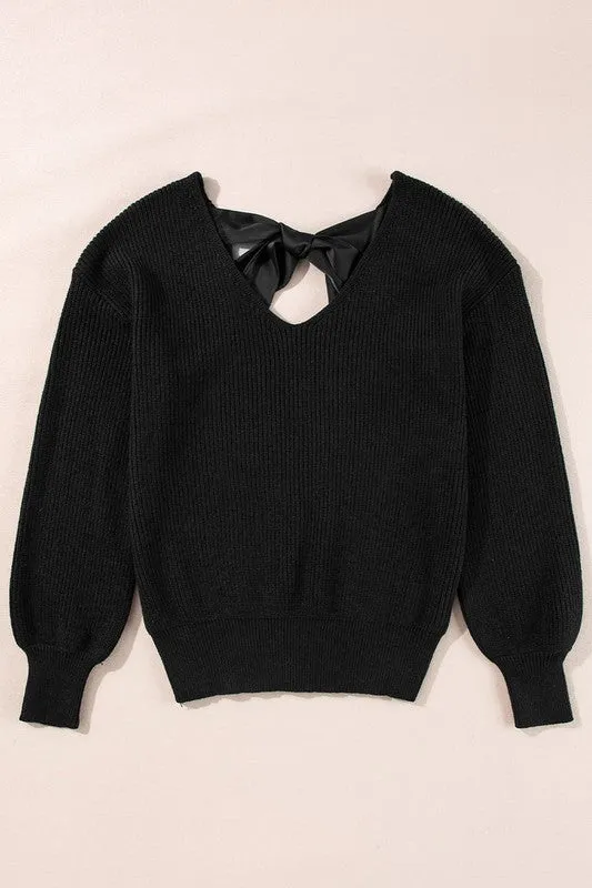 Black Bow Back Sweater