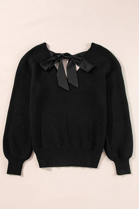 Black Bow Back Sweater