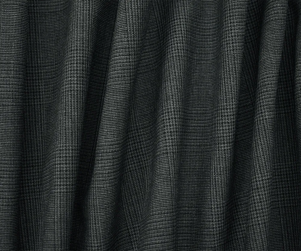 Black-Gray Wool Polyester Glen Plaid Shirting Woven Fabric