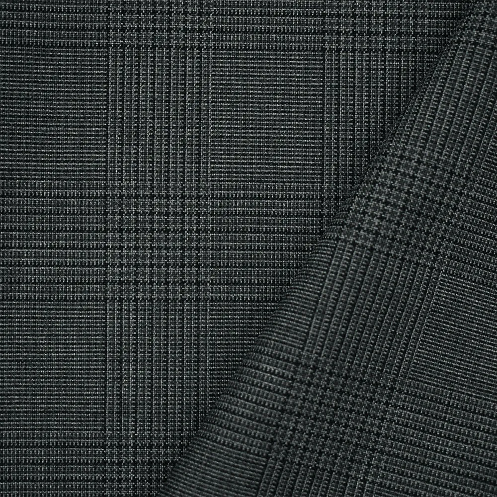 Black-Gray Wool Polyester Glen Plaid Shirting Woven Fabric