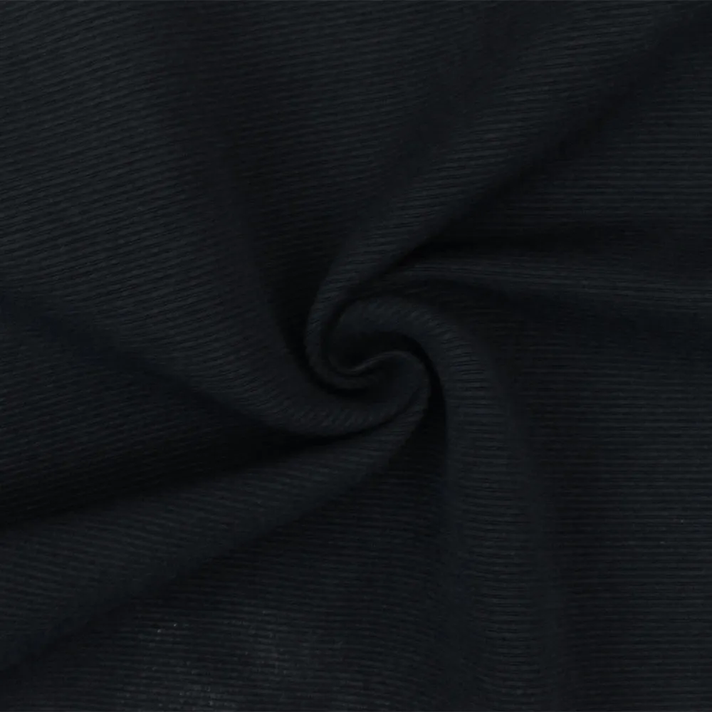 Black Mini Stripe Rib Stretch Poly Spandex Woven Fabric