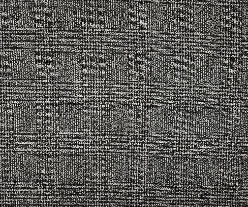 Black-Off-White Cotton-Polyester Glen Plaid Woven Suiting Fabric