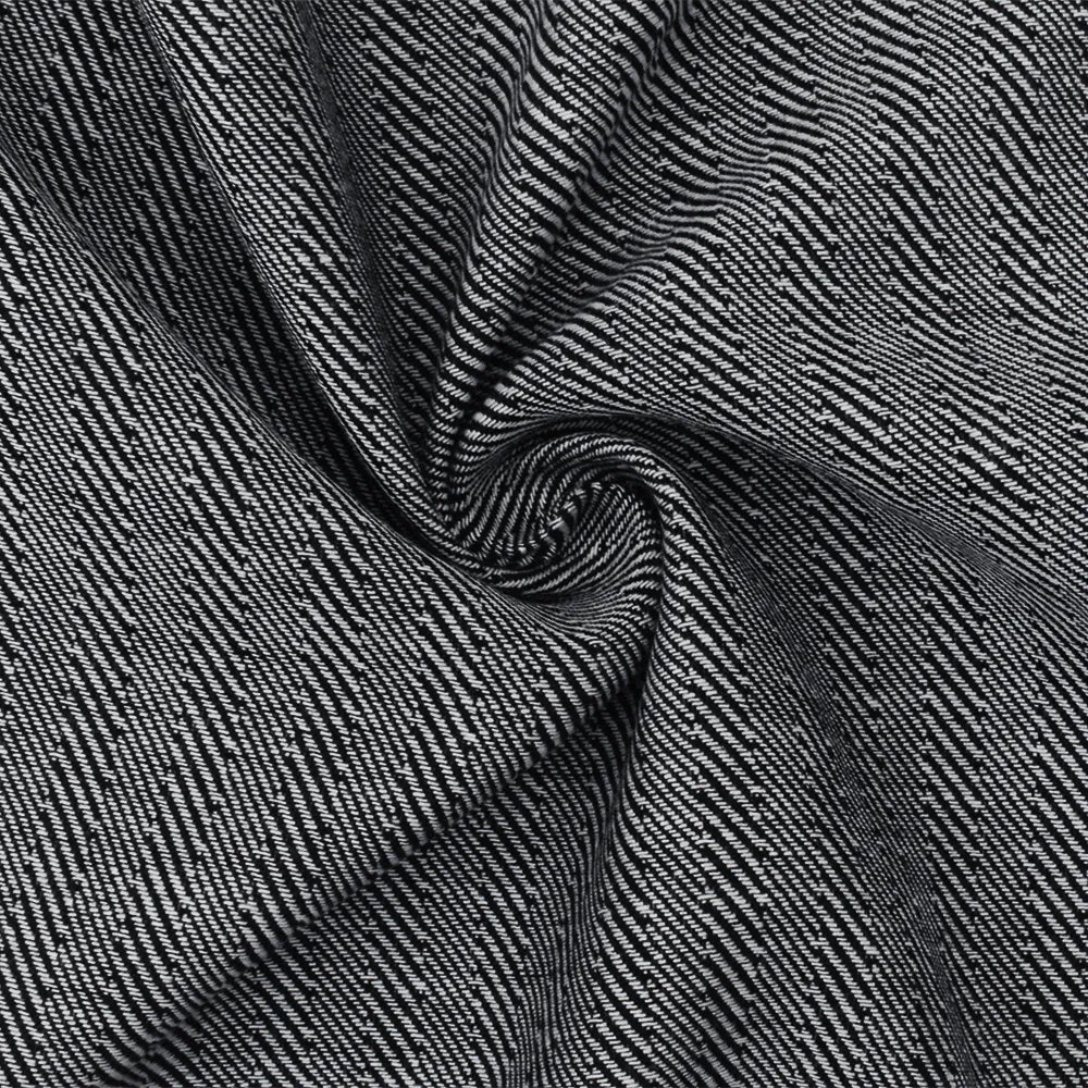 Black-White Texture Stripe Rayon Cotton Twill Woven Fabric