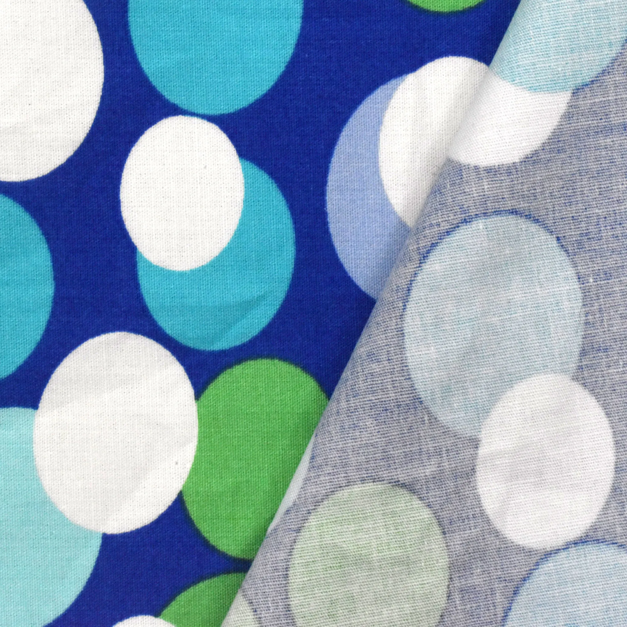 Blue-Aqua-Multi Bubble Dot Printed Stretch Broadcloth Woven Fabric