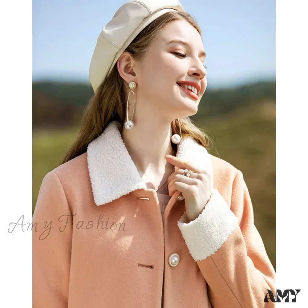 Cashmere Autumn Winter Single Breasted Short Woolen Office Lady Coat