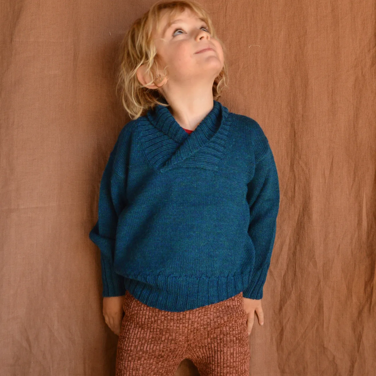 Charlie Sweater in Baby Alpaca - Light Peacock (3-6y)