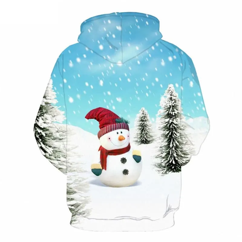 Christmas Hoodie Men Snowman Hoodie Print Christmas Tree 3d Printed Snow Sweatshirt Printed