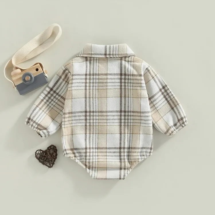 Classic Vintage Plaid Pattern Print Bodysuit