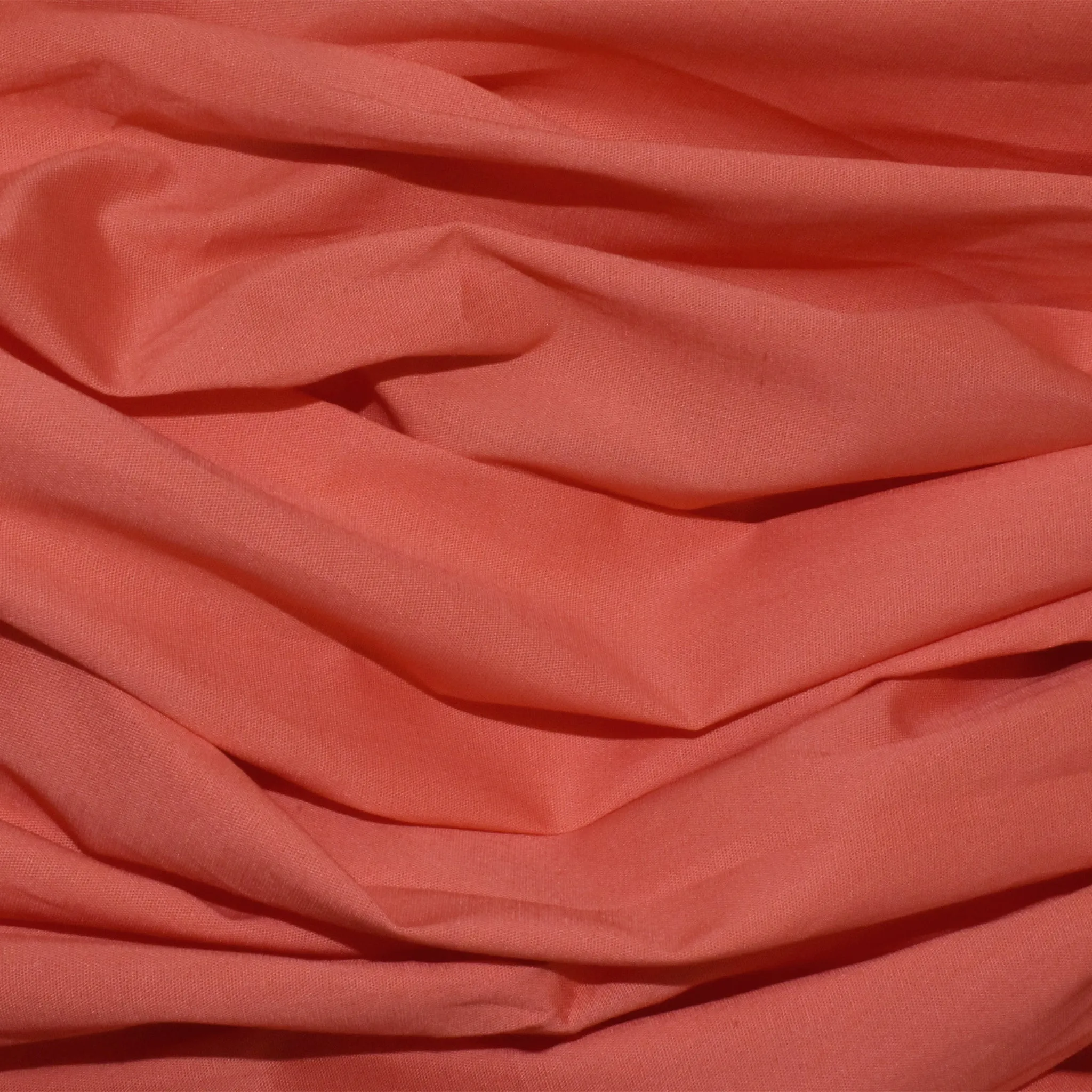 Coral Orange Red Poplin Stretch Woven Fabric