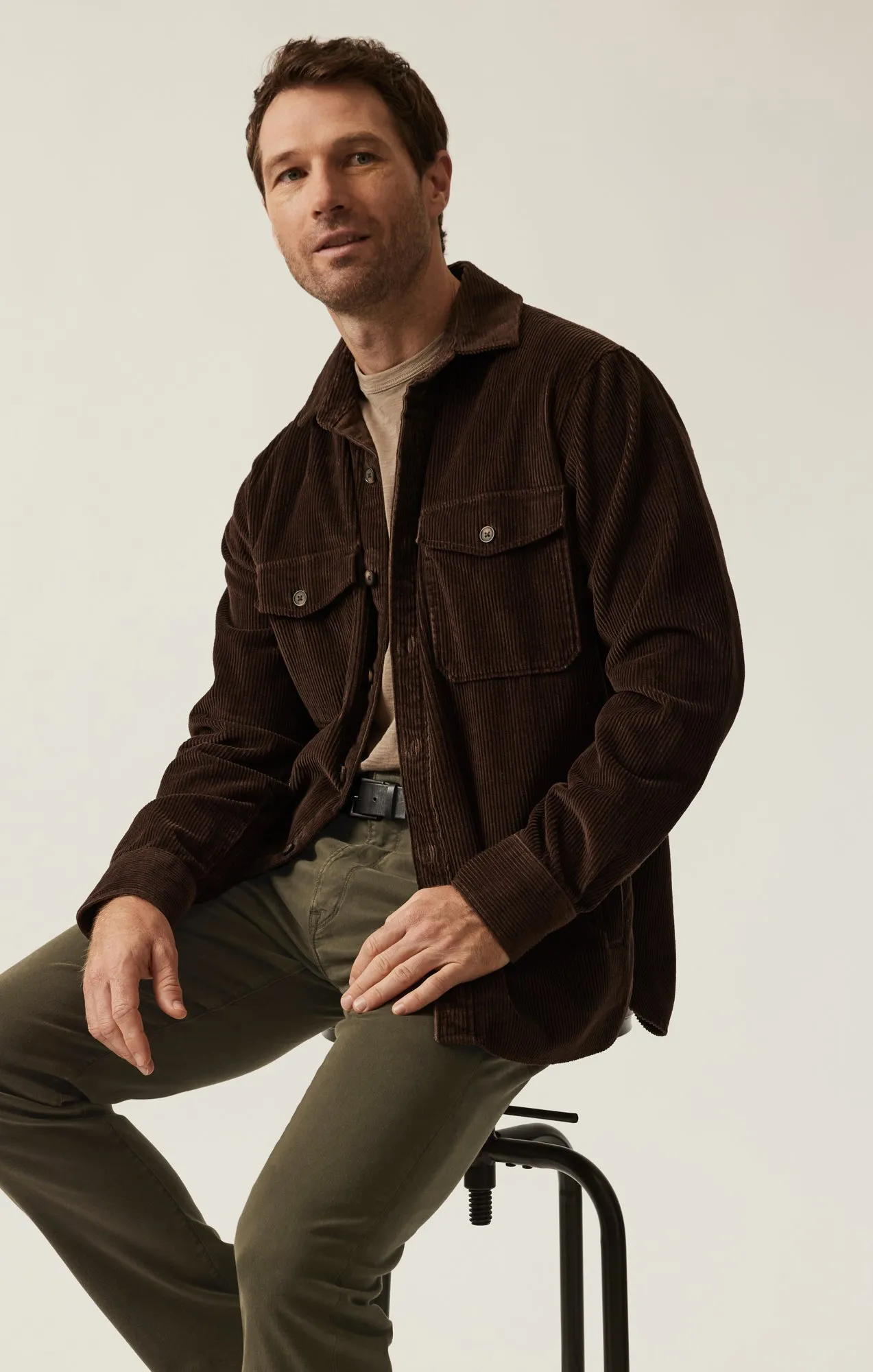 Corduroy Overshirt in Chocolate Brown