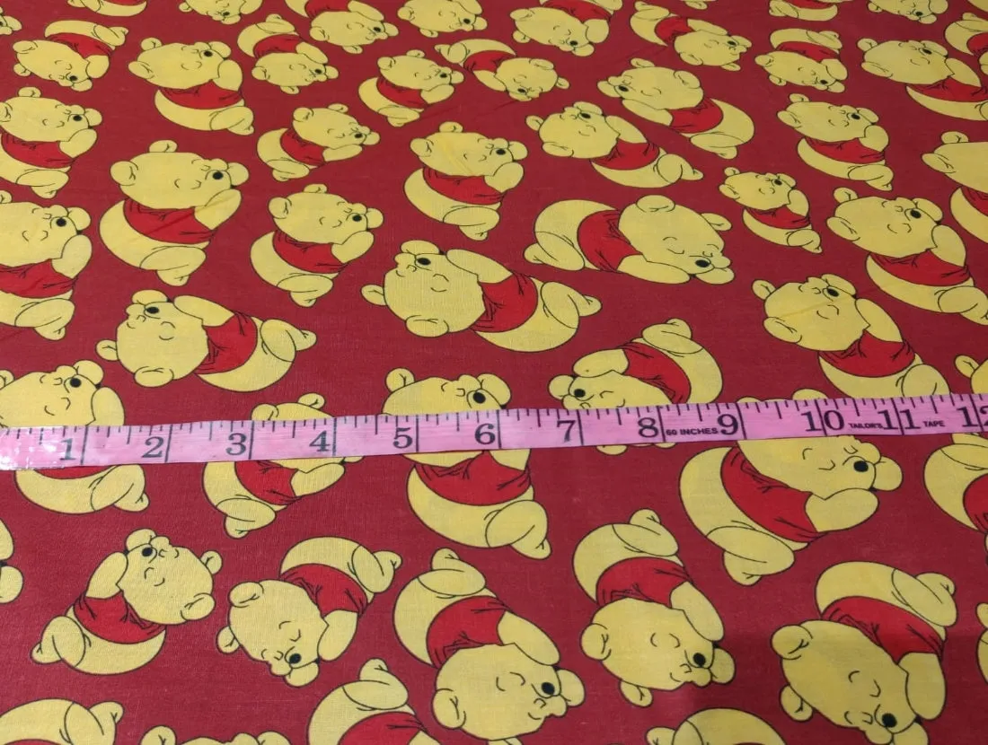 COTTON POPLIN WINNIE THE POOH RED PRINT ~ 58&quot; wide