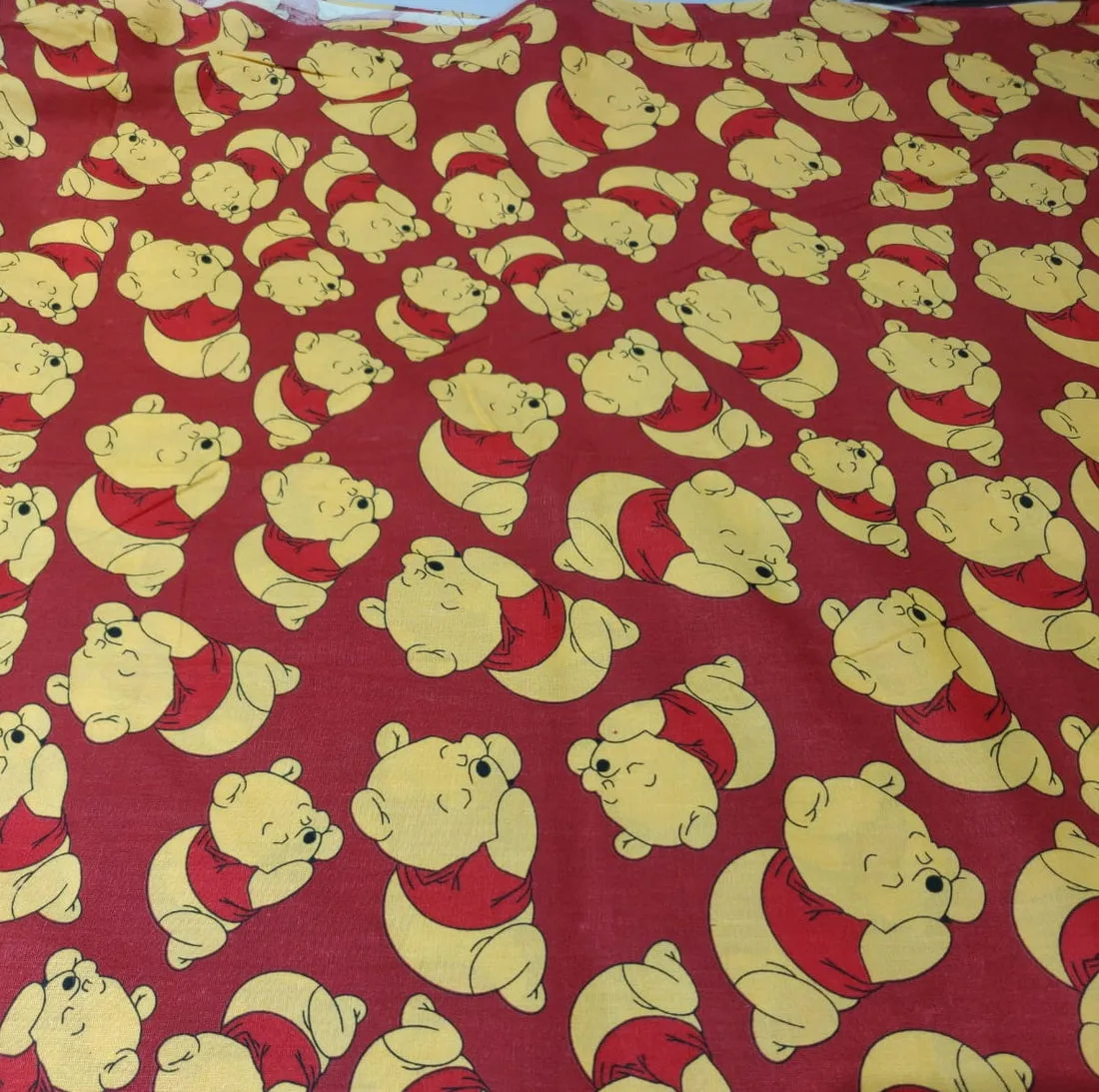 COTTON POPLIN WINNIE THE POOH RED PRINT ~ 58&quot; wide