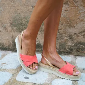 Cross over Platform Avarcas | Watermelon (Padded)