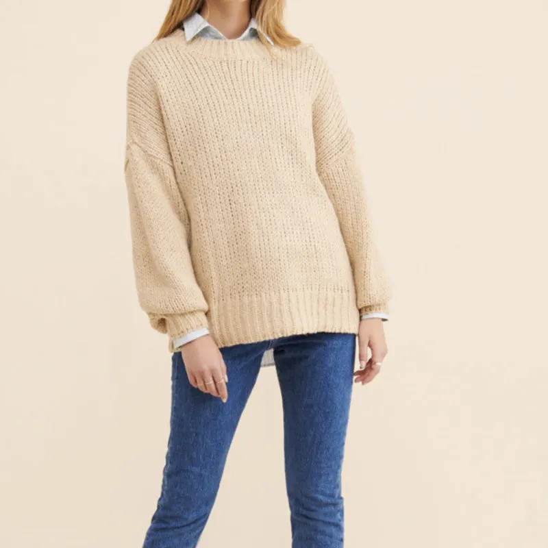 Custom Wool Cotton Crew Neck Women’s Knitted Sweater - Premium Quality