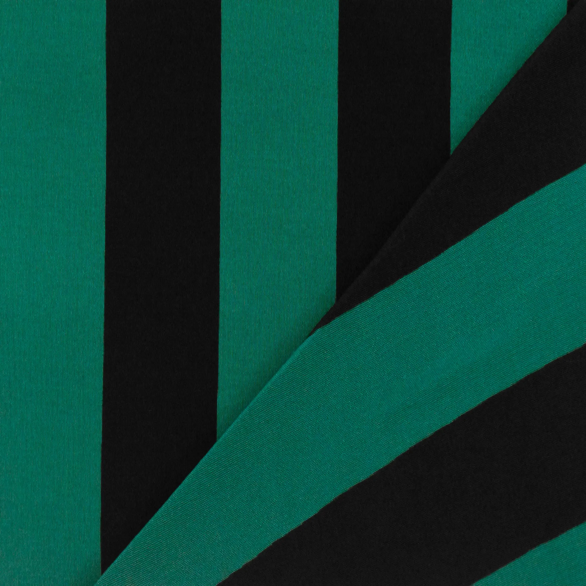 Dark Green-Black Stripe Printed Silk Faille Woven Fabric