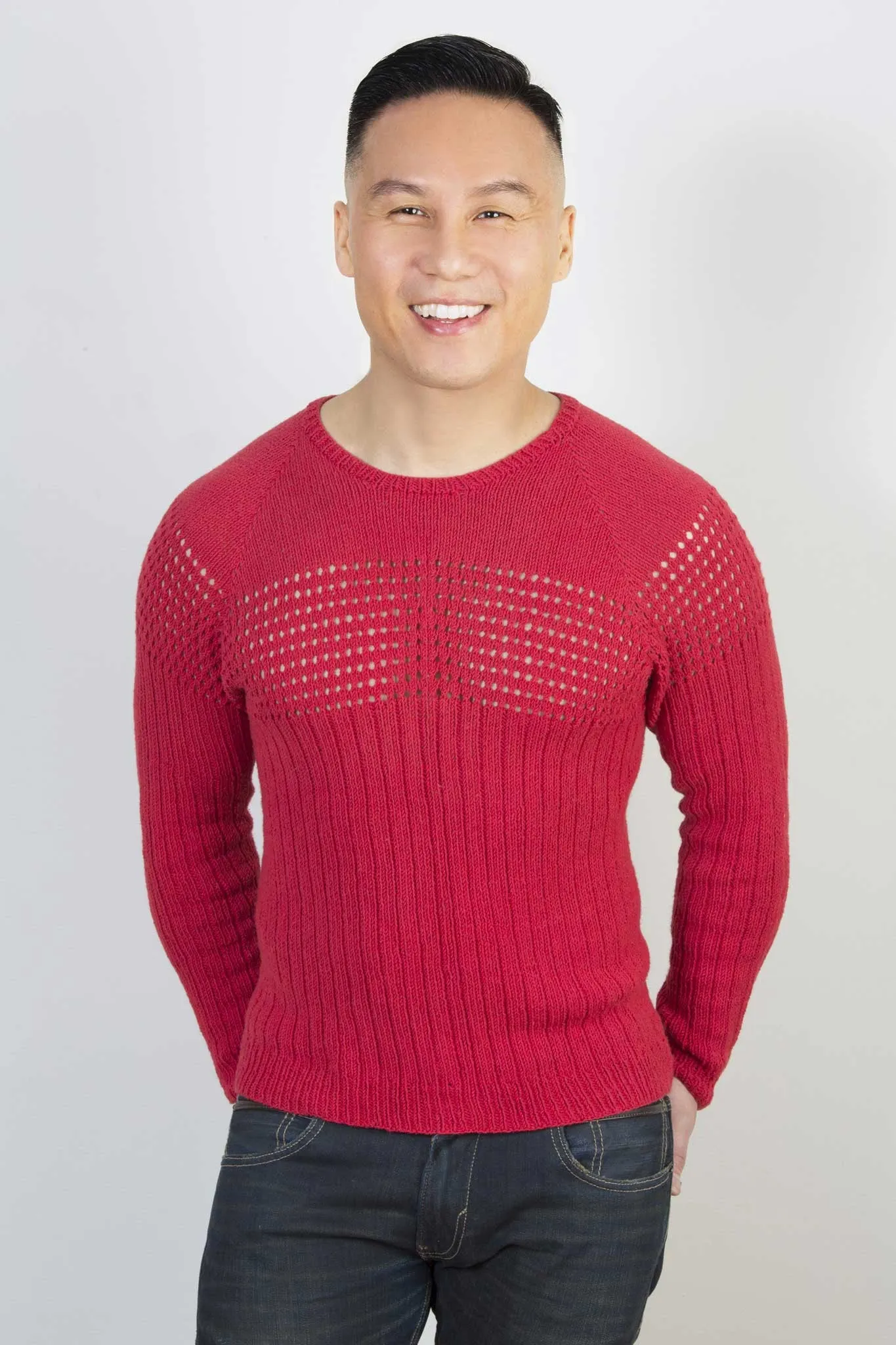 Doug Eyelet Sweater Designer Knitting Pattern