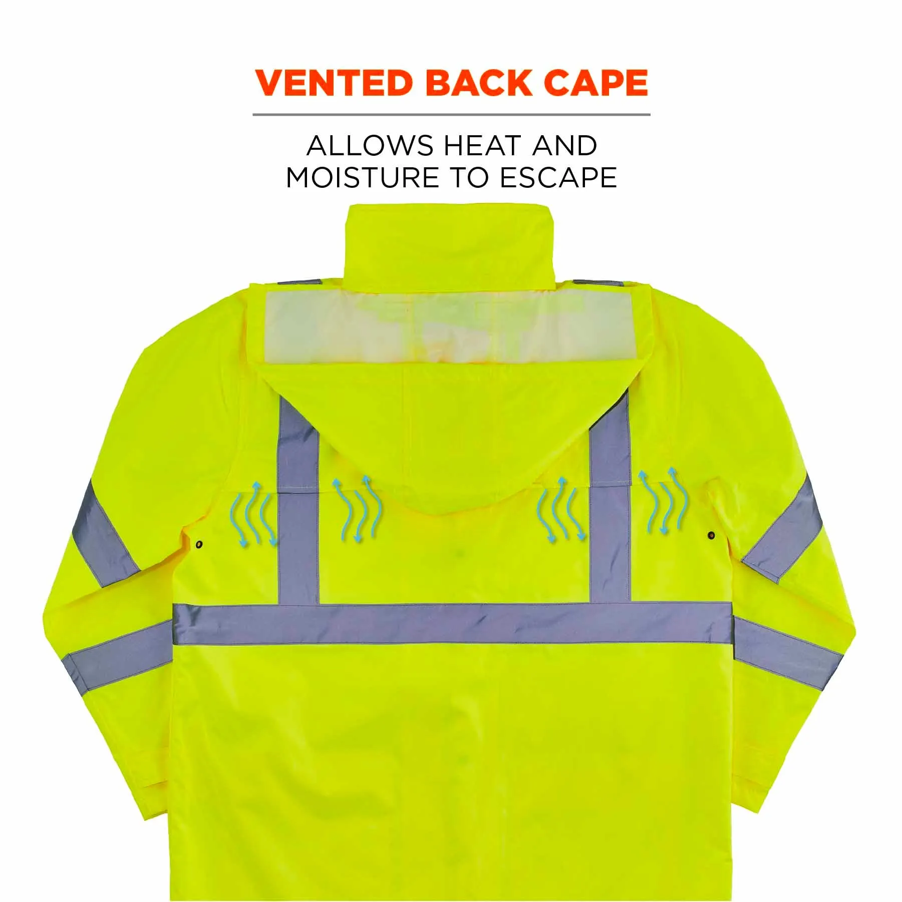 Ergodyne 24334 8366 L Lime Class 3 Lightweight Hi-Vis Rain Jacket