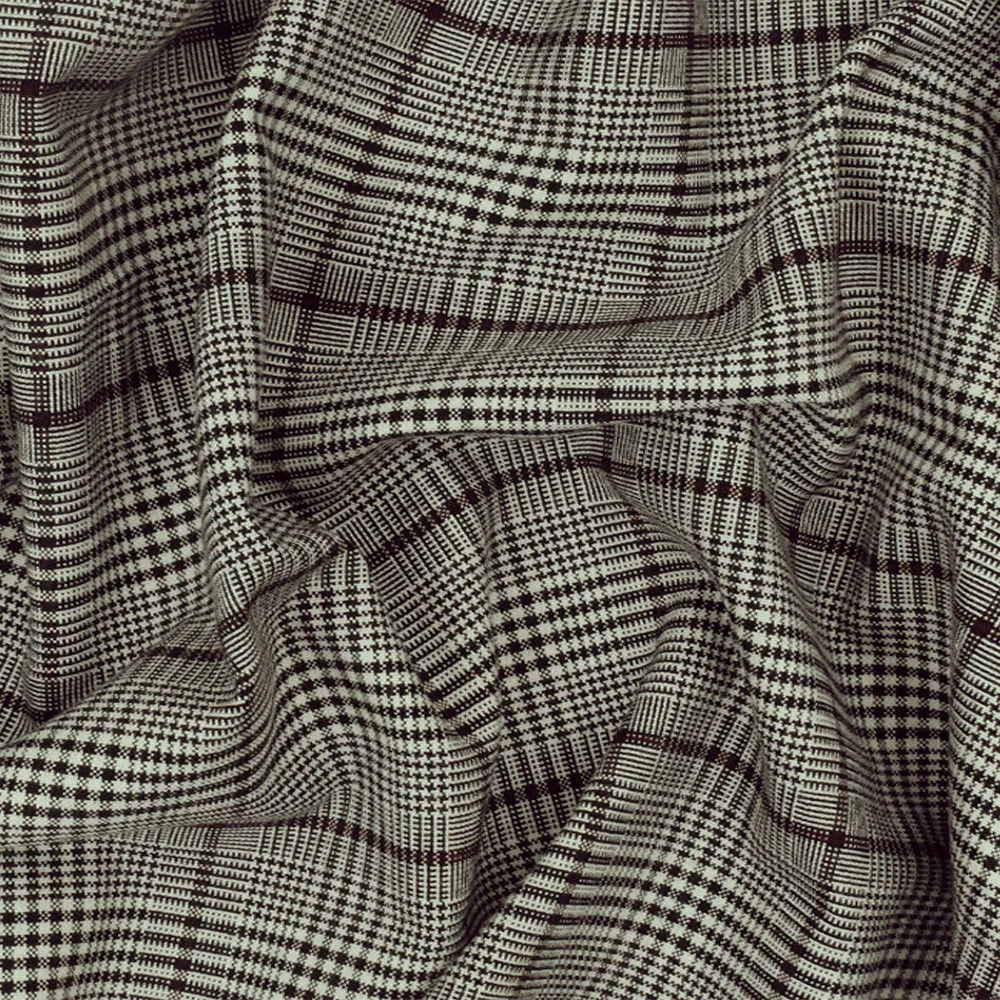 Faded Beige-Multi Famous Designer Glen Plaid Poly-Cotton Woven Fabric