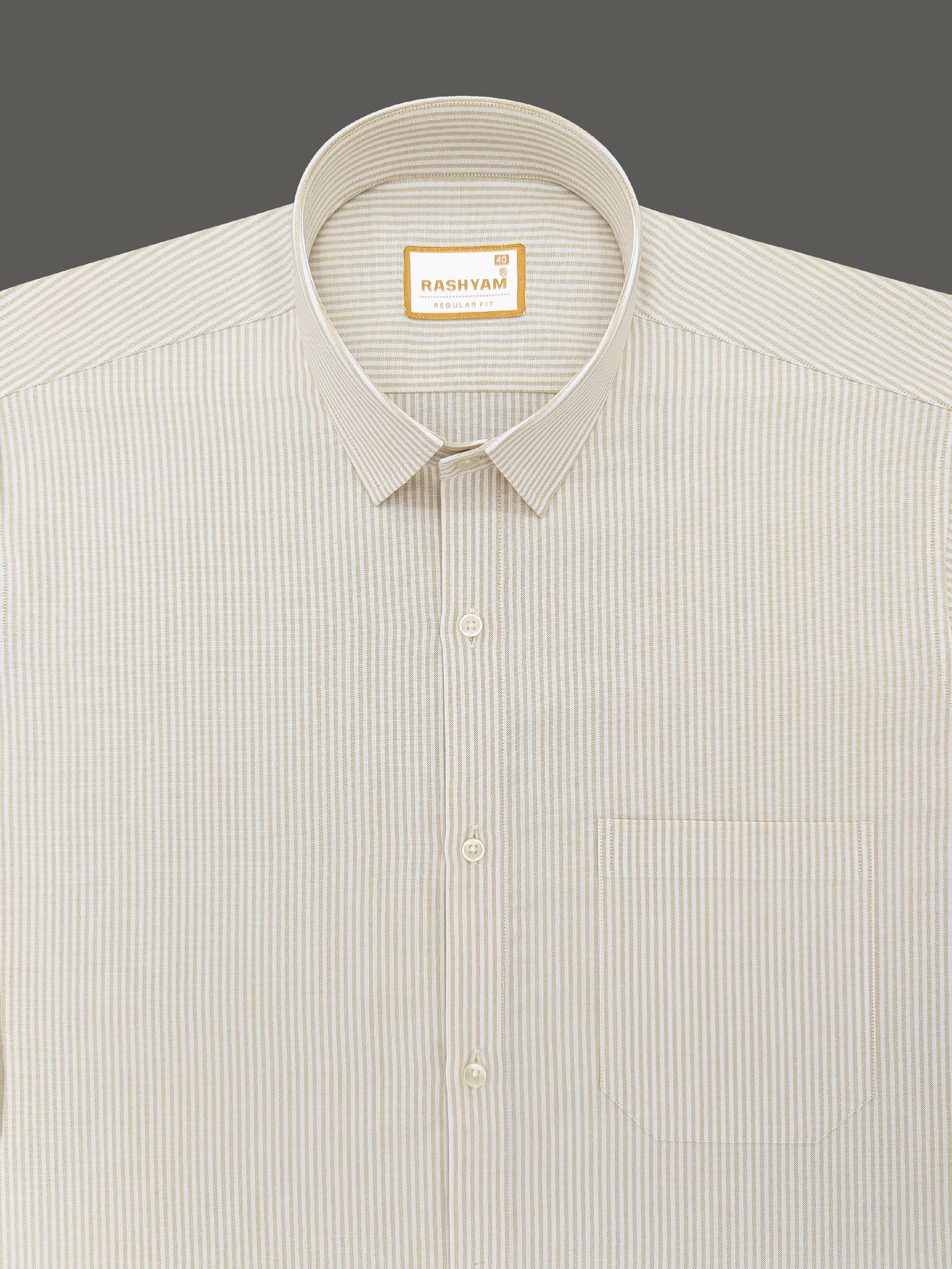 Faenza Premium Oxford Cotton Brown Line Formal Shirt For men