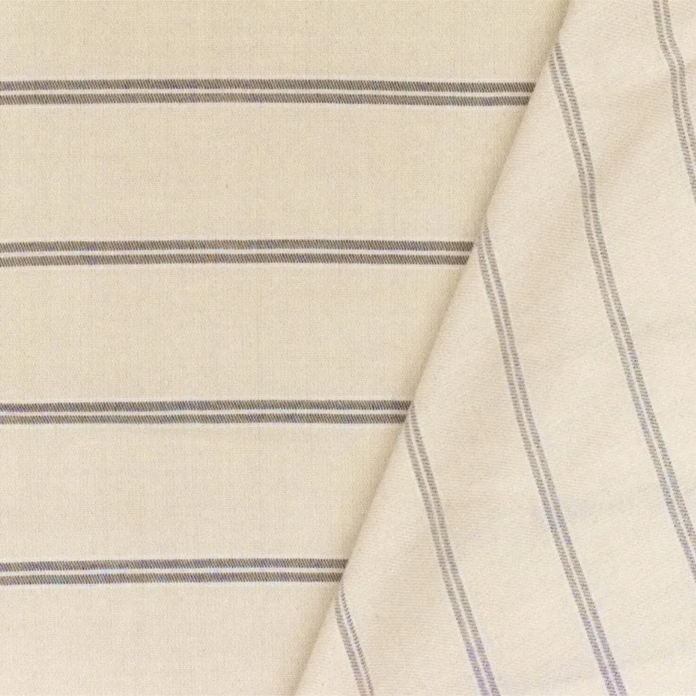 Fainted Beige-White-Gray Striped Rayon-Cotton Twill Woven Fabric