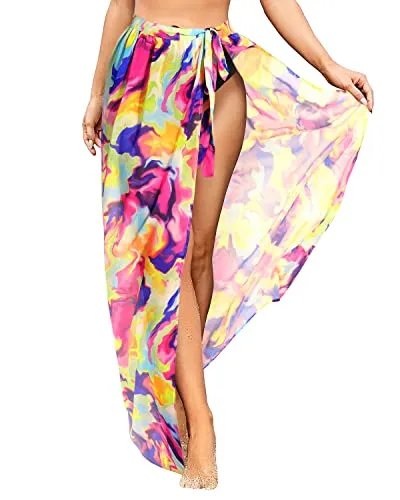 Flowy Beach Wrap Skirt For Women Beach Wrap Skirt-Yellow Tie Dye