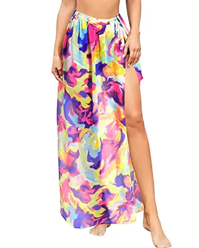 Flowy Beach Wrap Skirt For Women Beach Wrap Skirt-Yellow Tie Dye