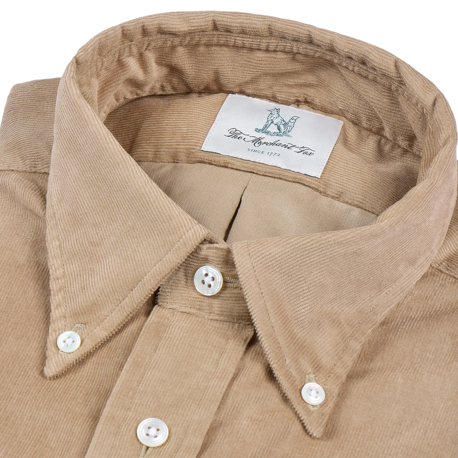 Fox Needlecord Tan Button-Down Casual Shirt