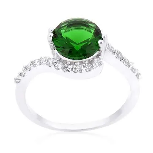 Green Swirling Engagement Ring