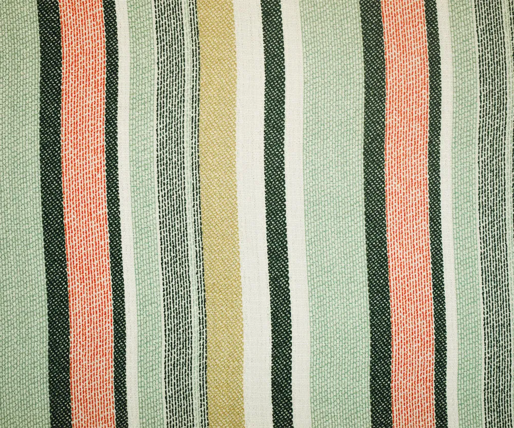 Green-White-Multi Stripe Printed Poly Shirting Woven Fabric