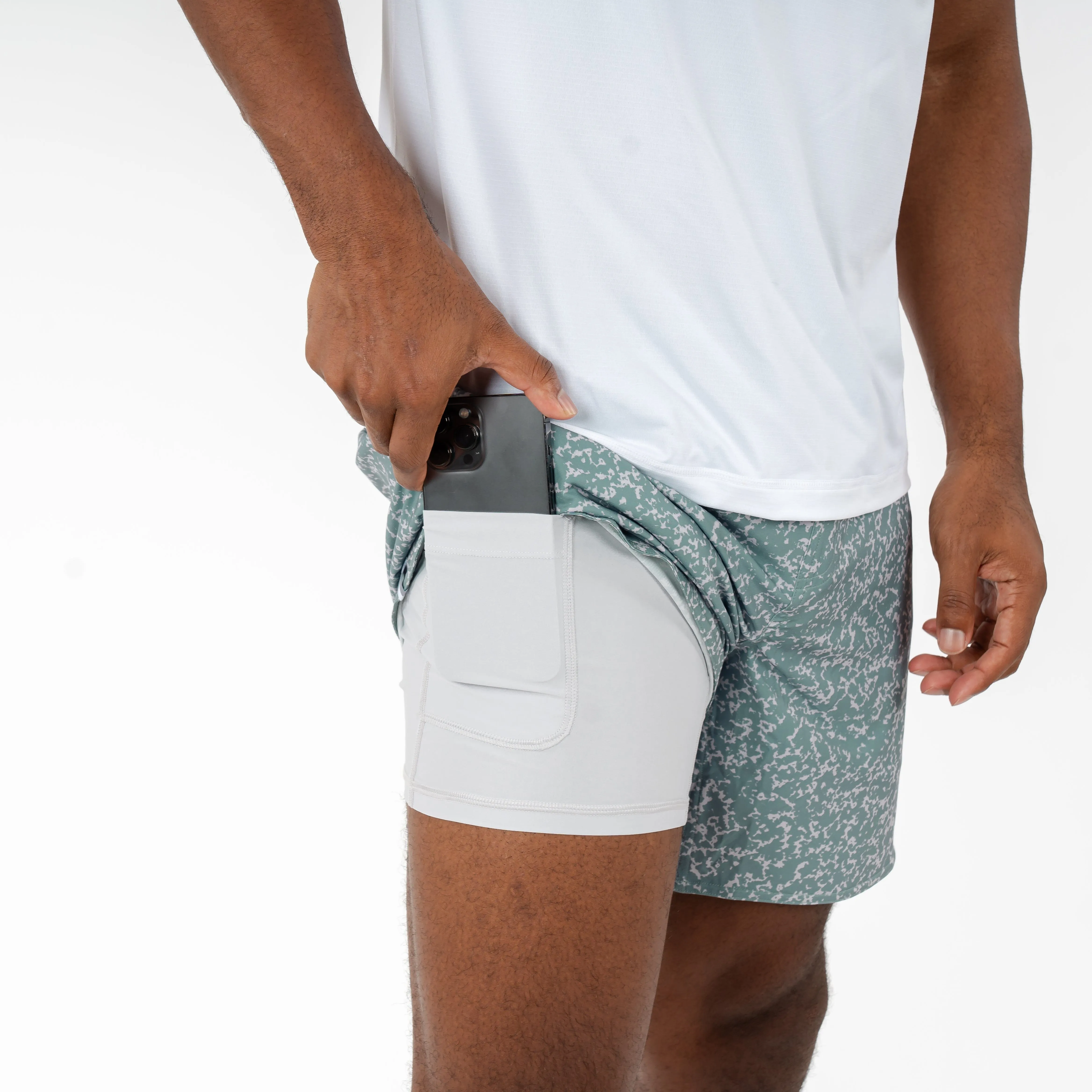 Grit Gym Short | The Granite Camo - Bullfrog Green/Stratus Grey