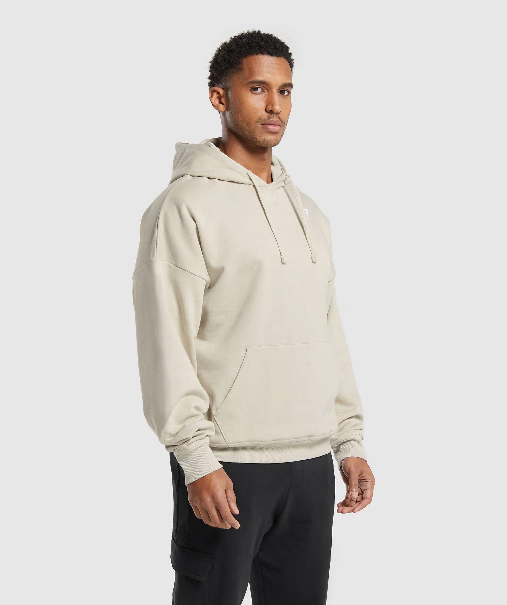 Gymshark Crest Oversized Hoodie - Pebble Grey