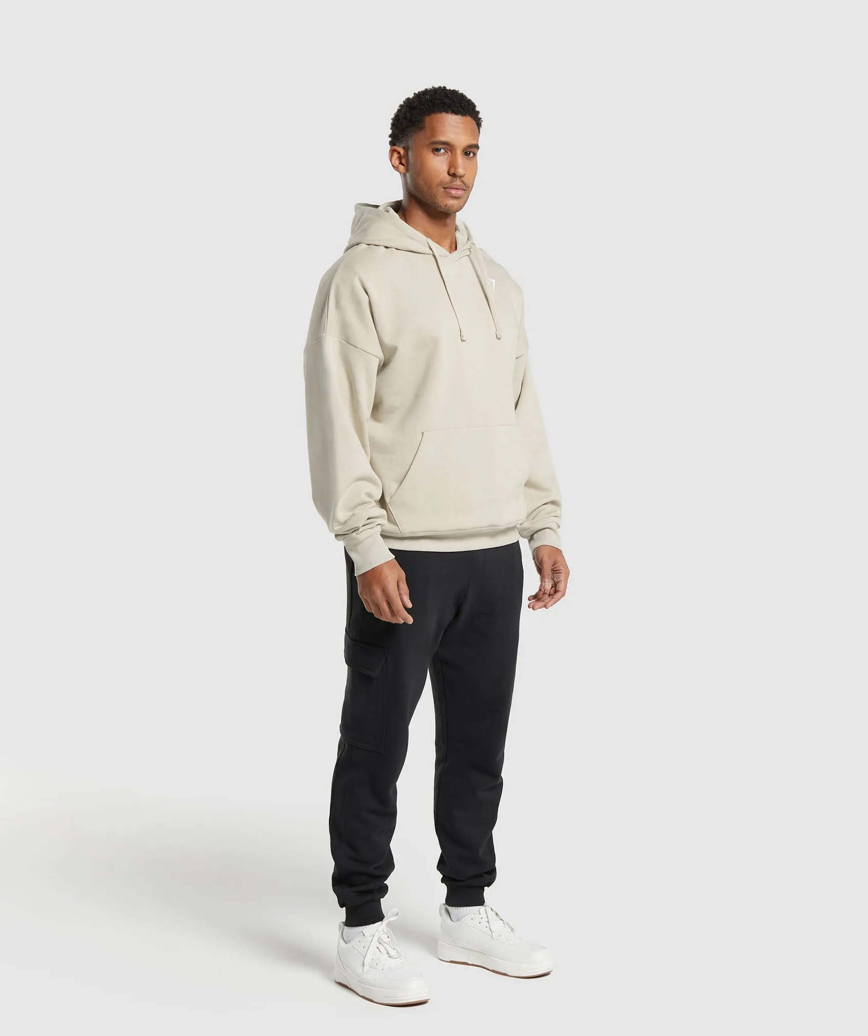 Gymshark Crest Oversized Hoodie - Pebble Grey