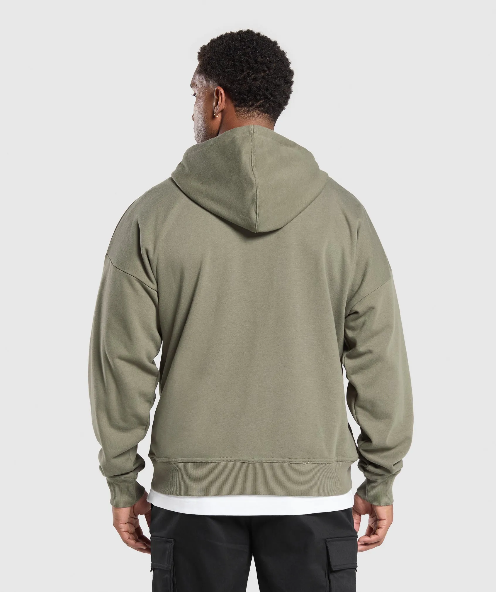 Gymshark Crest Oversized Zip Up Hoodie - Base Green