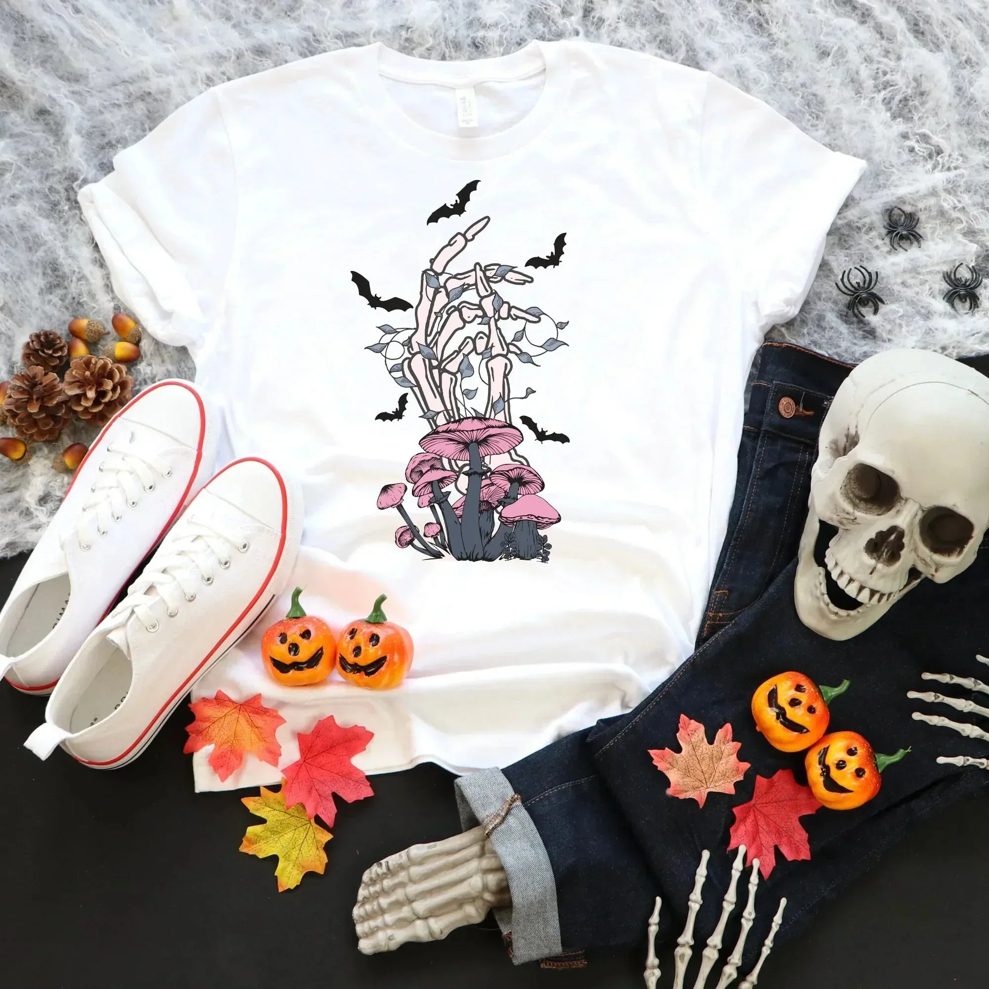 Halloween Shirt, Pastel Gothic Shirt, Mushroom Shirt, Halloween Sweatshirt, Bats Shirt, Skeleton Shirt, Magical Witchy Vibes, Goth Clothing