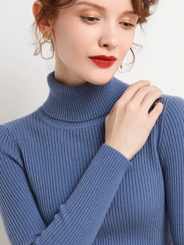 Heliar Women Fall Turtleneck Sweater Knitted Soft Pullovers Cashmere Jumpers Basic Soft Sweaters For Women Autumn Winter