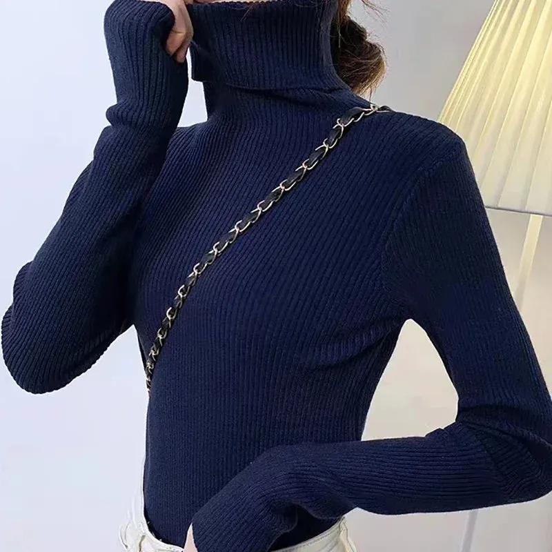 Heliar Women Fall Turtleneck Sweater Knitted Soft Pullovers Cashmere Jumpers Basic Soft Sweaters For Women Autumn Winter