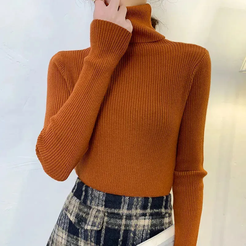 Heliar Women Fall Turtleneck Sweater Knitted Soft Pullovers Cashmere Jumpers Basic Soft Sweaters For Women Autumn Winter