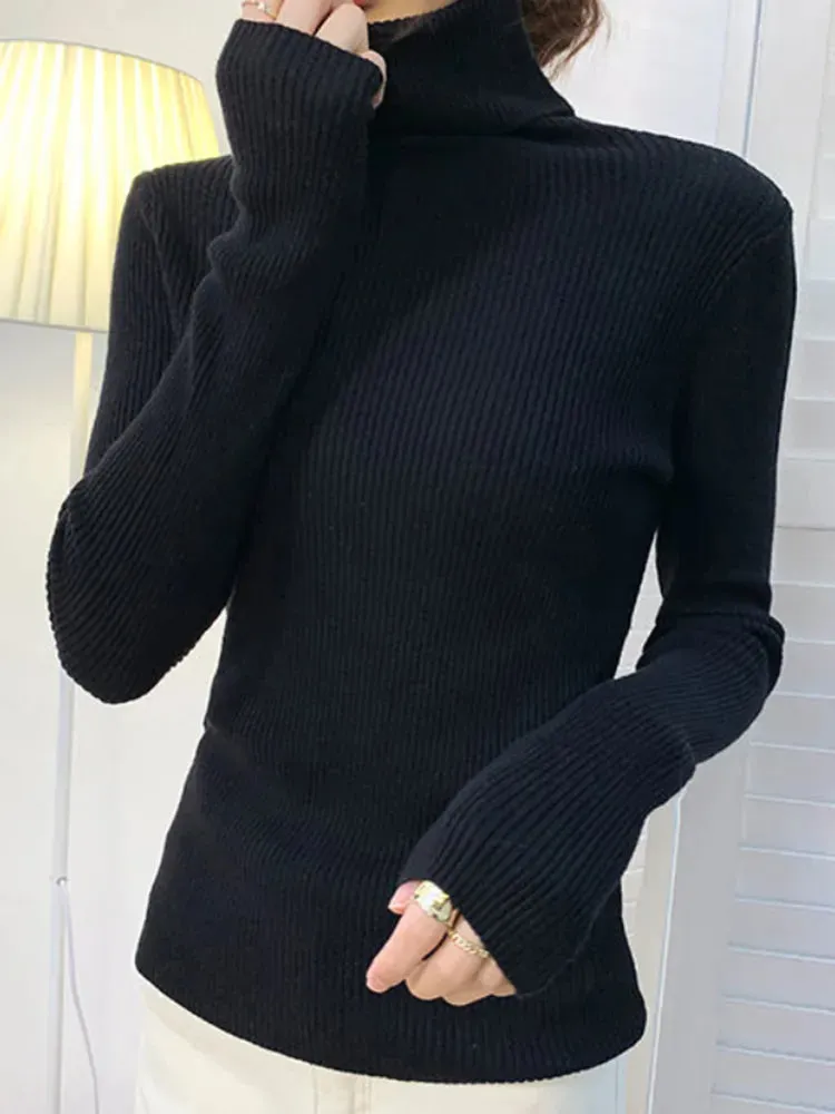 Heliar Women Fall Turtleneck Sweater Knitted Soft Pullovers Cashmere Jumpers Basic Soft Sweaters For Women Autumn Winter