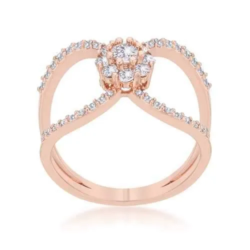 Joyce 0.4ct CZ Rose Gold Delicate Floral Wrap Ring