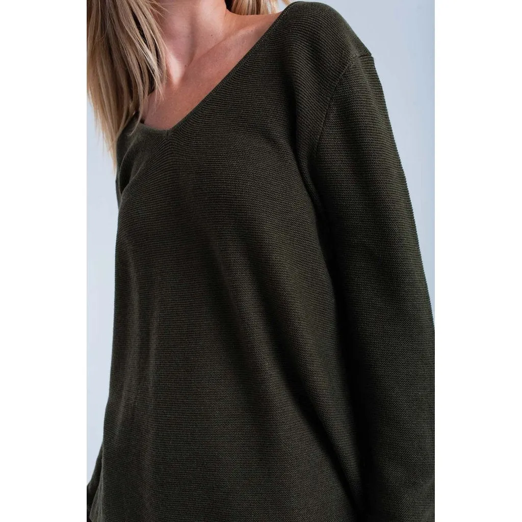 Khaki ribbed sweater