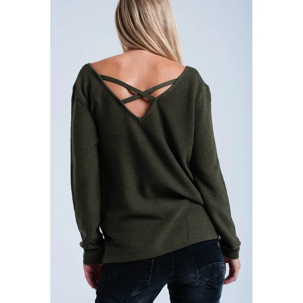 Khaki ribbed sweater