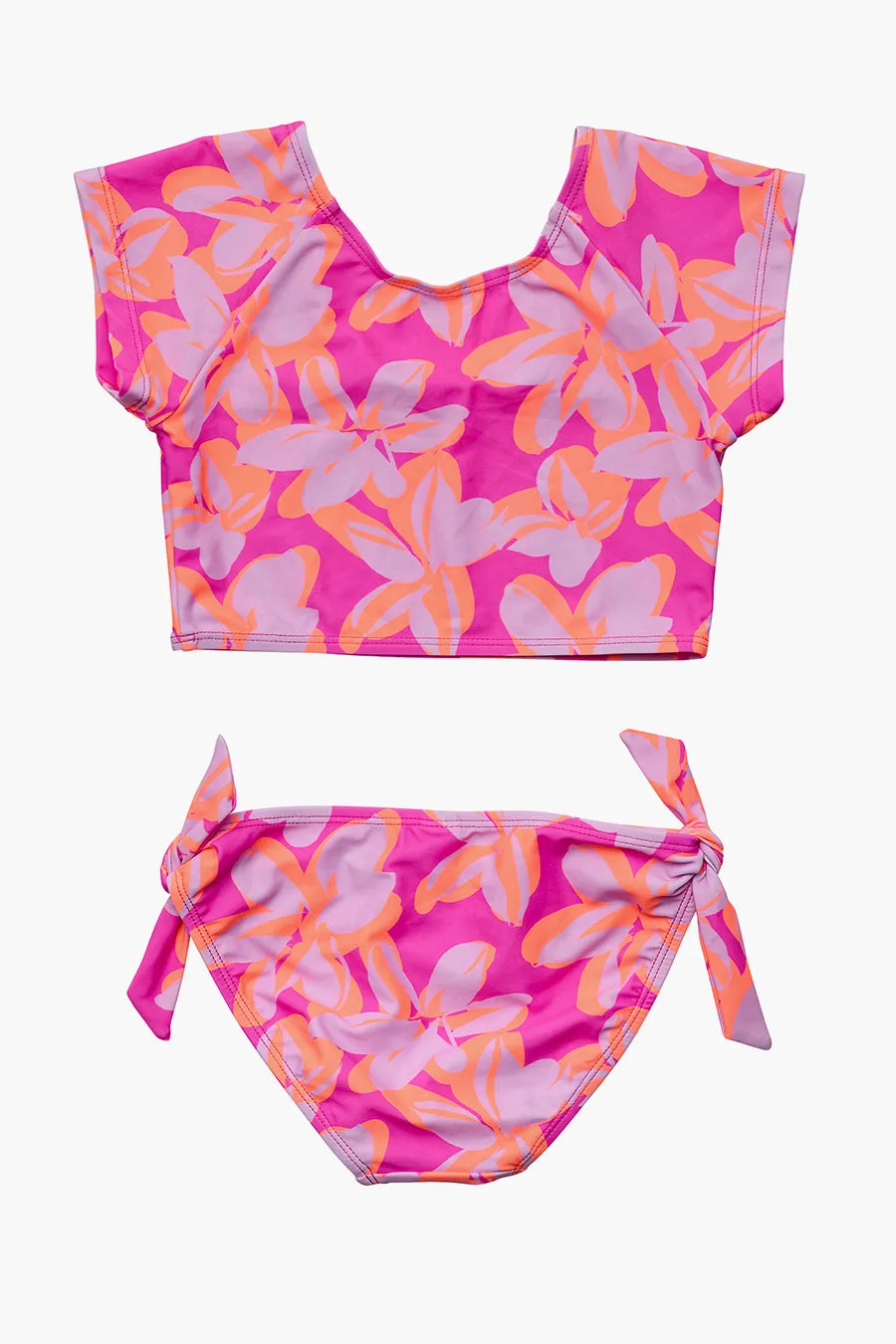 Kids Swimsuit Snapper Rock Hibiscus Hype Crop Set