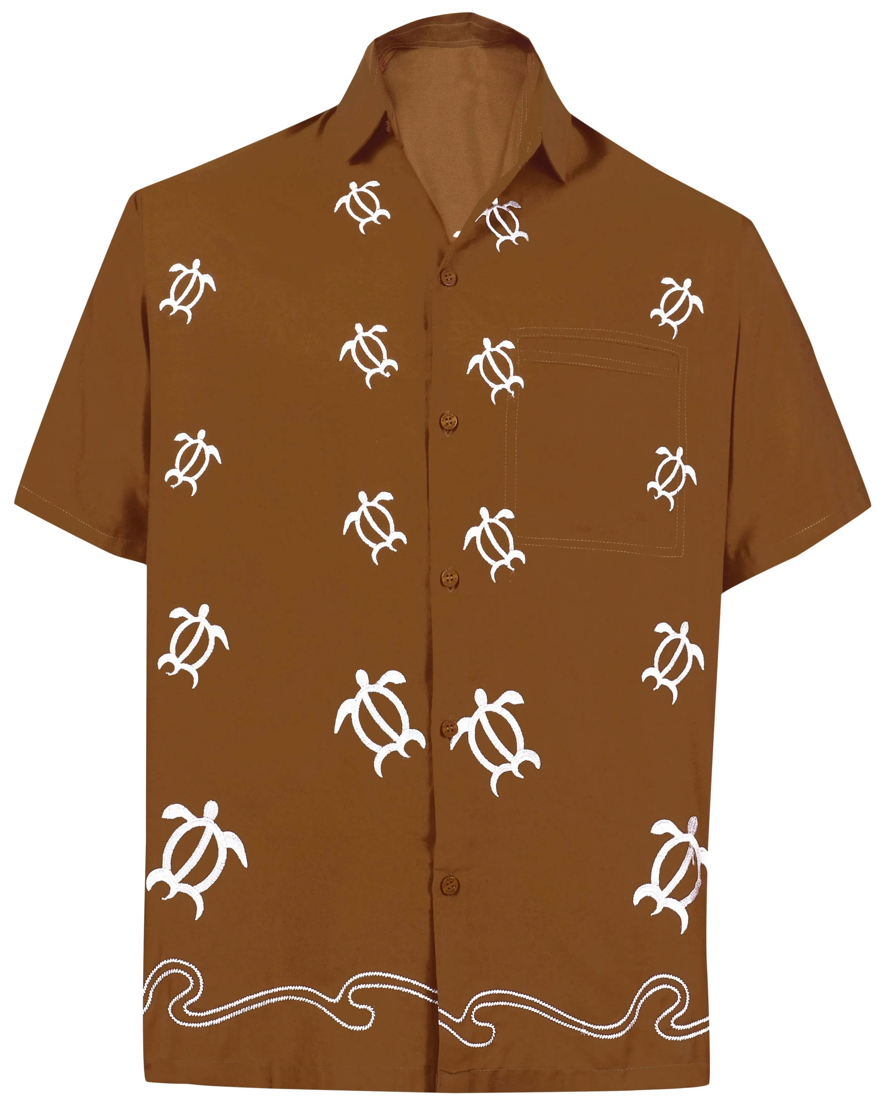 LA LEELA Men's Beach Hawaiian casual Aloha Button Down Short Sleeve shirt Brown_W852